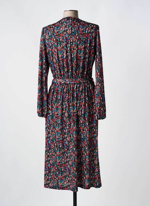 Robe mi-longue imprimé fantaisie manches longues noir DIANE LAURY femme