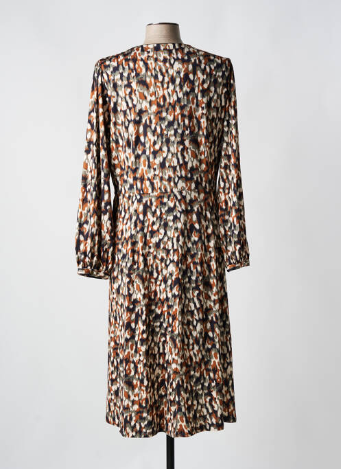 Robe mi-longue imprimé fantaisie manches longues noir K-DESIGN femme