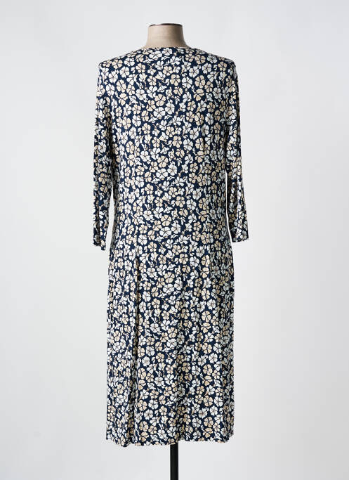 Robe mi-longue imprimé fleurs manches longues noir FRANK WALDER femme