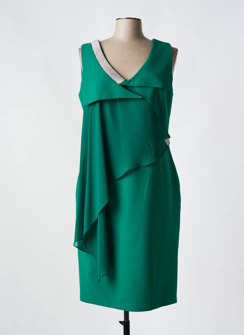 Robe mi-longue tissage crêpe sans manche vert MATHIEU PARIS femme