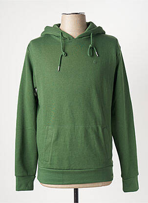 Sweat-shirt à capuche tissage jersey manches longues vert SERGE BLANCO homme