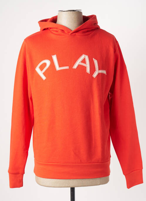 Sweat-shirt à capuche orange SERGE BLANCO pour homme