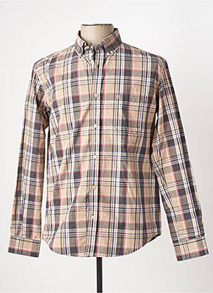 Chemise manches longues imprimé écossais beige SERGE BLANCO homme