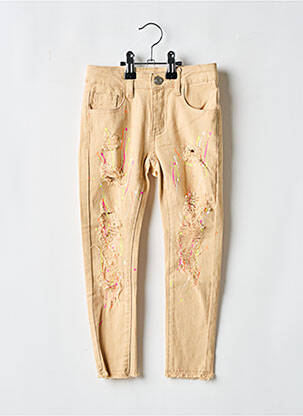Jeans coupe slim taille normale taille ajustable beige LOEVIA fille