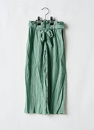 Pantalon large tissage crêpe taille élastique vert P'TIT MÔME fille