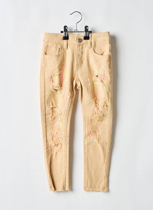 Jeans coupe slim beige LOEVIA pour fille