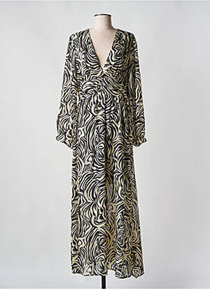 Robe longue manches longues manches longues noir BY ONE femme