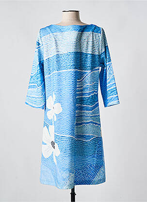 Robe courte manches 3/4 manches 3/4 bleu LULU.H femme