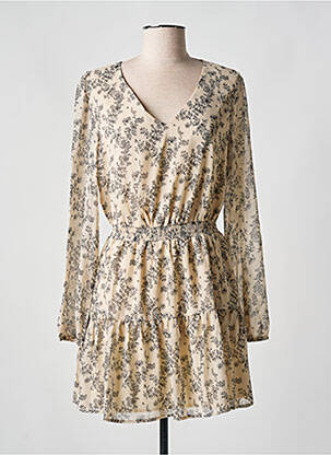 Robe courte manches longues manches longues beige IKOONE&BIANKA femme
