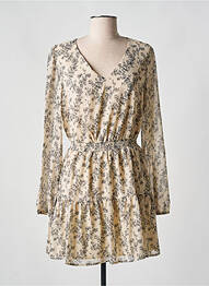 Robe courte manches longues manches longues beige IKOONE&BIANKA femme