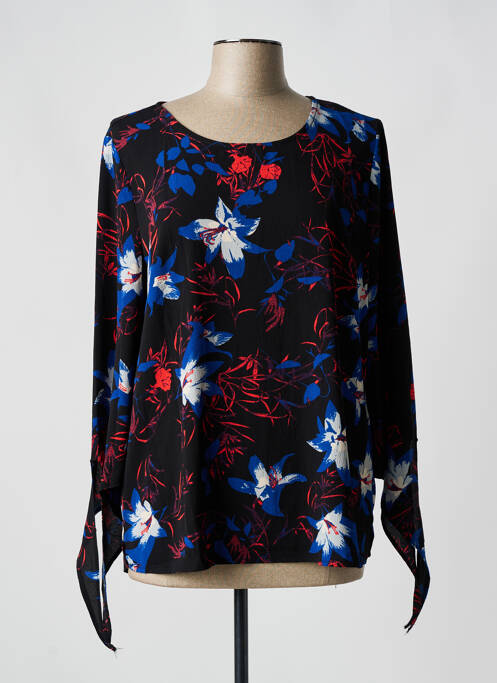 Blouse imprimé fleurs manches longues noir AKOZ DE TOI femme
