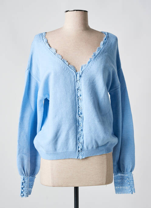 Gilet manches longues bleu EXQUISS'S pour femme