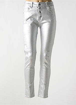Pantalon slim taille haute taille haute argent MELLY & CO femme