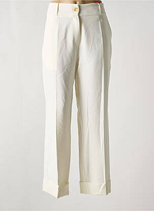 Pantalon droit tissage crêpe taille haute beige LES ACOLYTES femme