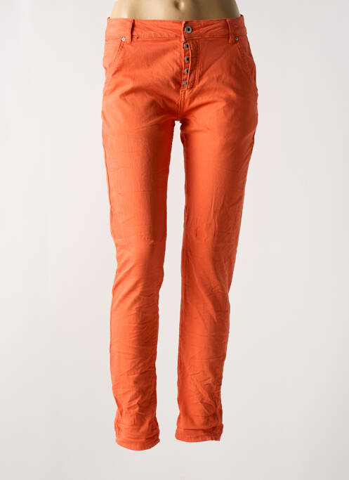Jeans coupe slim stretch taille normale orange PLACE DU JOUR femme
