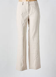 Pantalon droit fermeture zippée sous rabat boutonné taille normale beige ONLY femme