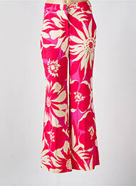 Pantalon droit fermeture zippée sous rabat avec crochet taille haute rose MORGAN femme