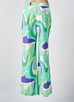 Pantalon droit fermeture zippée sous rabat avec crochet taille haute vert MORGAN femme