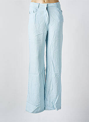 Pantalon droit fermeture zippée sous rabat boutonné taille normale bleu MANGO femme