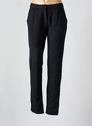 Pantalon droit fermeture zippée sous rabat avec crochet taille normale noir NÜ femme