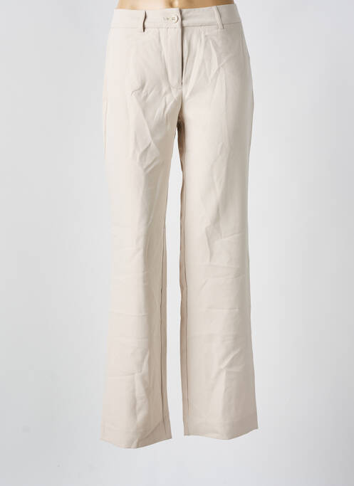 Pantalon droit fermeture zippée sous rabat boutonné taille normale beige ONLY femme