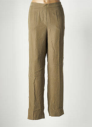 Pantalon droit tissage popeline taille normale vert MANGO femme