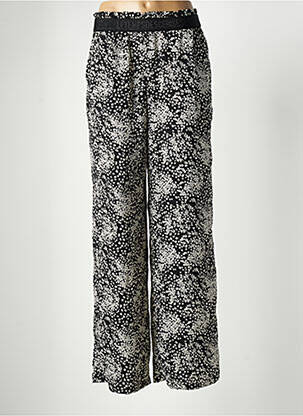 Pantalon large tissage popeline taille haute noir LE TEMPS DES CERISES femme