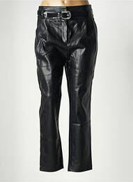 Pantalon chino fermeture zippée sous rabat avec crochet taille haute noir MORGAN femme