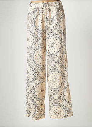 Pantalon large tissage crêpe taille haute beige VERO MODA femme