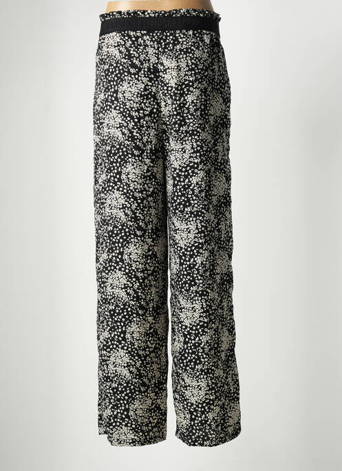 Pantalon large tissage popeline taille haute noir LE TEMPS DES CERISES femme