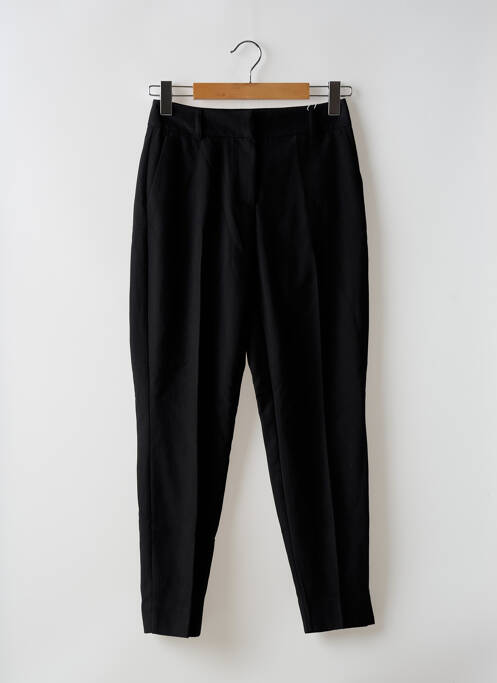 Pantalon droit fermeture zippée sous rabat avec crochet noir ONLY femme