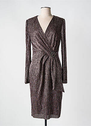 Robe mi-longue manches longues manches longues marron JOSEPH RIBKOFF femme