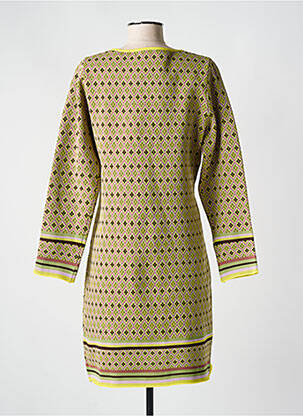 Robe mi-longue imprimé fantaisie manches longues jaune MD'M femme