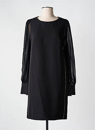 Robe mi-longue manches longues manches longues noir LESLIE femme