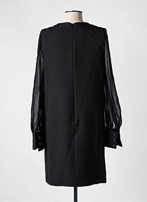 Robe mi-longue manches longues manches longues noir LESLIE femme