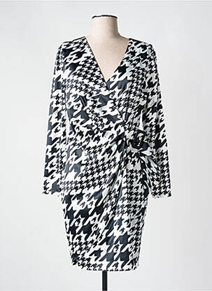 Robe courte fermeture zippée au dos manches longues noir LESLIE femme