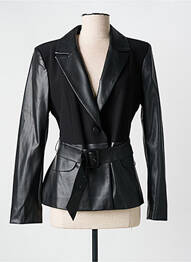 Veste simili cuir epaulette noir LESLIE femme