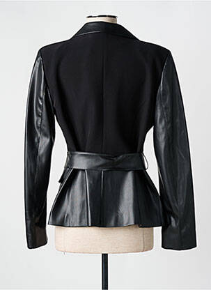Veste simili cuir epaulette noir LESLIE femme