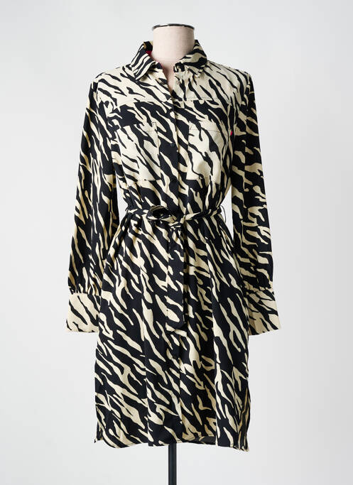 Robe mi-longue imprimé fantaisie manches longues noir LOLA CASADEMUNT femme