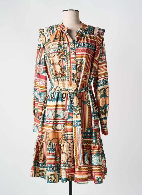 Robe mi-longue orange LESLIE pour femme