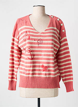 Pull col v manches longues rose ANANKE femme