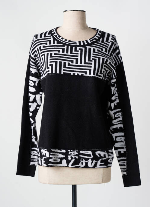 Pull col rond manches longues noir PASSIONI femme