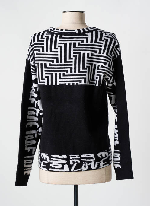 Pull col rond manches longues noir PASSIONI femme