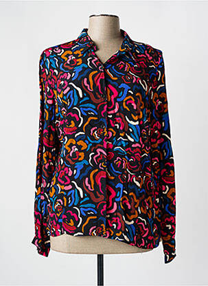 Chemisier tissage crêpe manches longues noir GEVANA femme