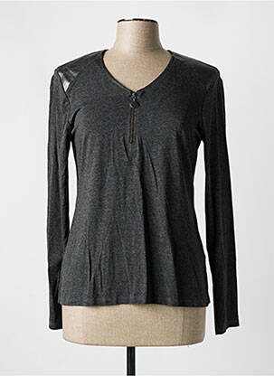 Top col v manches longues gris DIVAS femme