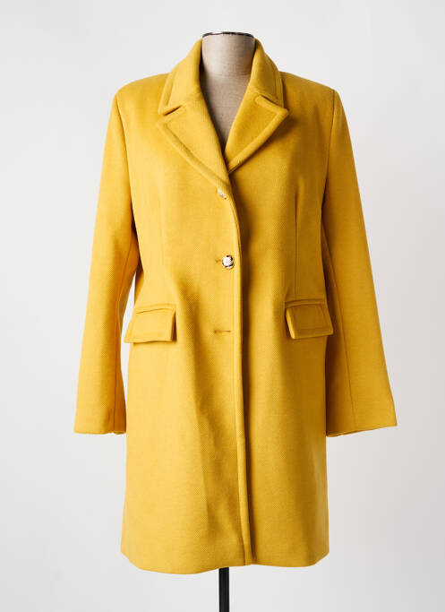 Manteau long coupe cintrée sans capuche jaune LESLIE femme