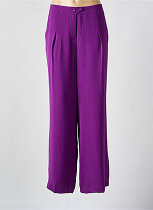 Pantalon droit fermeture zippée sous rabat boutonné violet EVA KAYAN femme