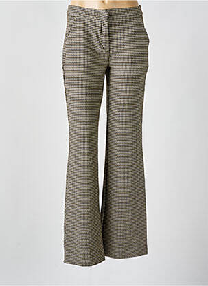 Pantalon droit fermeture zippée sous rabat avec crochet beige TONI femme