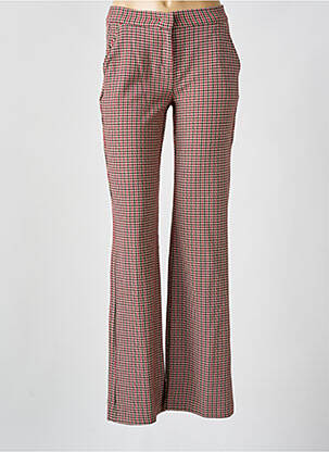 Pantalon droit fermeture zippée sous rabat avec crochet rose TONI femme