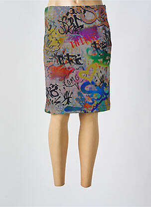 Jupe mi-longue coupe droite bleu OLIVIER PHILIPS femme